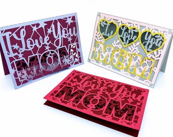 Bundle svg cricut Mother's Day Cards Cricut SVG File I Love You Mom Cricut Birthday Mom Cards Happy Mothers Day Card Layered Cameo Laser Cut