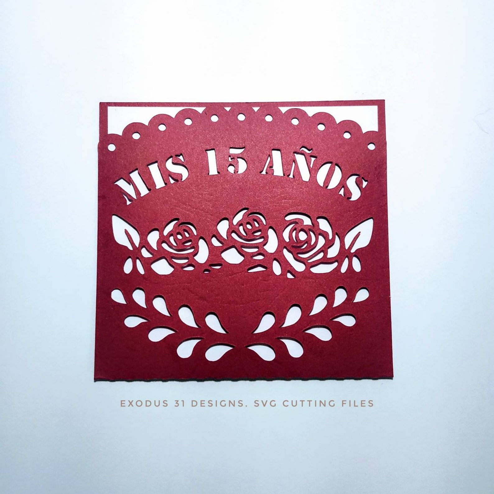 SVG Template Quinceañera Envelope Invitation 15th Birthday Etsy