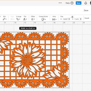 Puede incluir: Dise&ntilde;o de camino de mesa naranja y blanco con un patr&oacute;n floral y un dise&ntilde;o de cuadr&iacute;cula. El dise&ntilde;o es para una m&aacute;quina de corte digital.