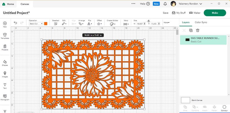 Puede incluir: Dise&ntilde;o de camino de mesa naranja y blanco con un patr&oacute;n floral y un dise&ntilde;o de cuadr&iacute;cula. El dise&ntilde;o es para una m&aacute;quina de corte digital.