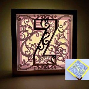 Letra Z Shadow Box 3D Alfabeto SVG Cortar Archivos Cricut letras caja de luz mandala en capas Silueta Cameo Corte Láser Brother Scan Cut Cricut SVG