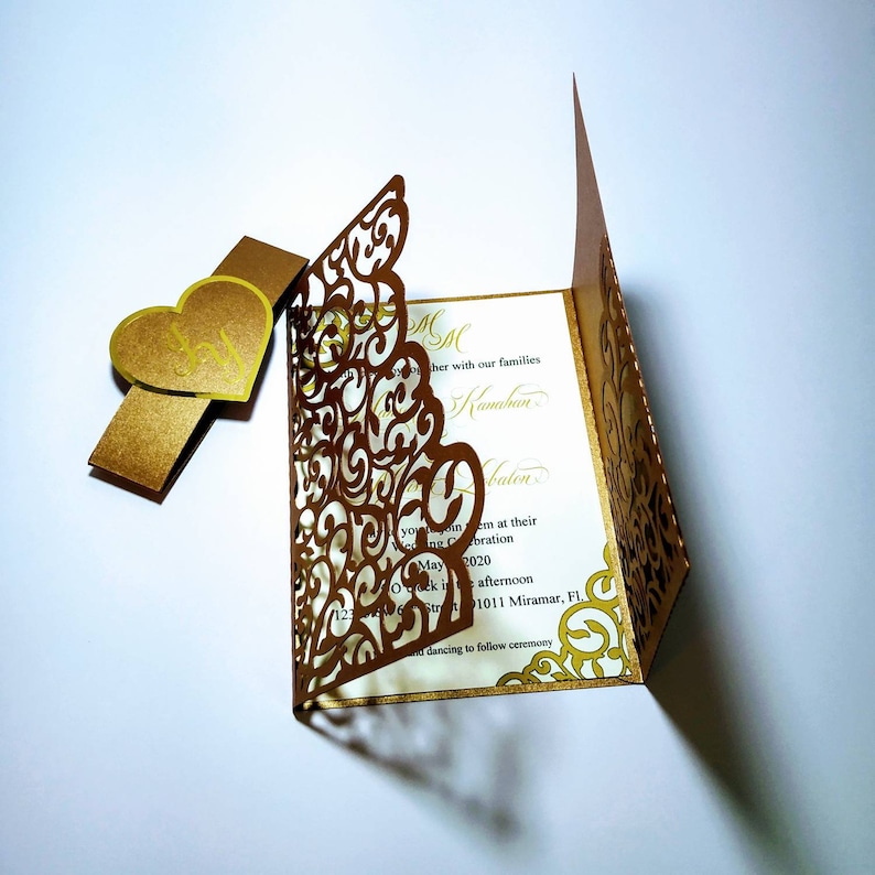 Download 5x7 SVG Laser Cut Wedding Invitation Tri Fold Card Cricut ...