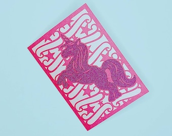 Unicorn Birthday Card svg Valentine's Day Folder Card Cricut cut files templates cutting files cards birthday girl card Silhouette Cameo svg