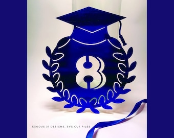 Graduierung Tischnummern 1 bis 12 SVG Schnittdateien, Klasse von 2026 (Digitaler Download) Vorlagen Tischdekoration Dekor Silhouette Cameo Laser