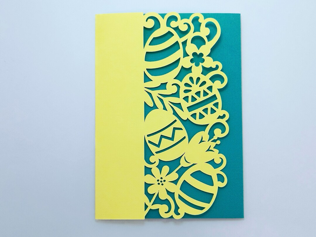 SVG Tri Fold Pocket Card Template 5x7 Inches Happy Easter Card Cricut ...