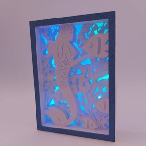 Mermaid Shadow Box Lightbox Template Cricut SVG Cut Files 5x7 Mermaid ...