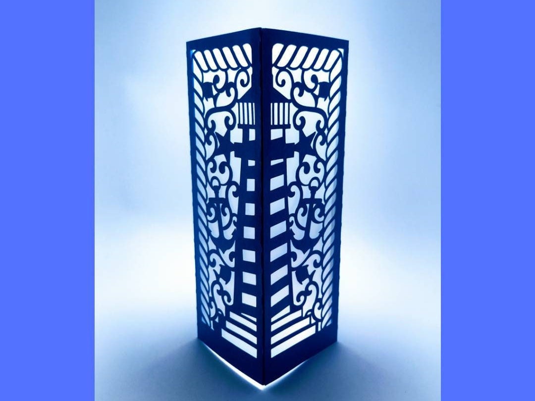 SVG Lantern Lighthouse Centerpiece Cricut Laser Cut Template Nautical Theme Party Decor Luminarie Cutting File Cricut Laser