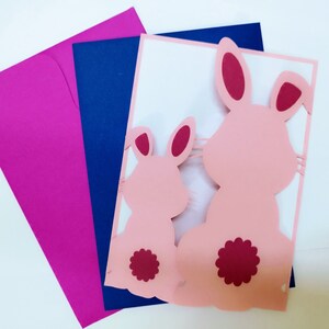 Lapins de Pâques SVG Gate Fold Card Silhouette camée Cricut découpé au Laser Joyeuses Pâques cadeaux Modèles de cartes d'oeufs de Pâques Carte facile pour les enfants svg