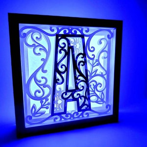 Carta A Shadow Box 3D Alfabeto SVG Cortar Archivos Cricut letras caja de luz mandala en capas Silueta Cameo Corte Láser Brother Scan Cut Cricut SVG