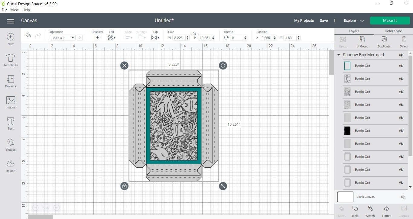 Mermaid Shadow Box Lightbox Template Cricut SVG Cut Files 5x7 Mermaid ...