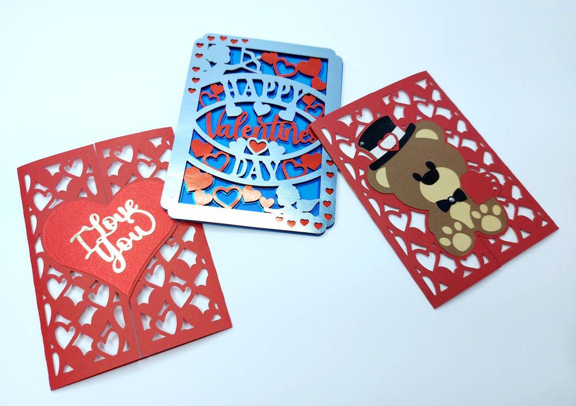 Bundle Valentine's Day Svg Set 3 Card Cricut SVG Layered Cut Files Bear ...