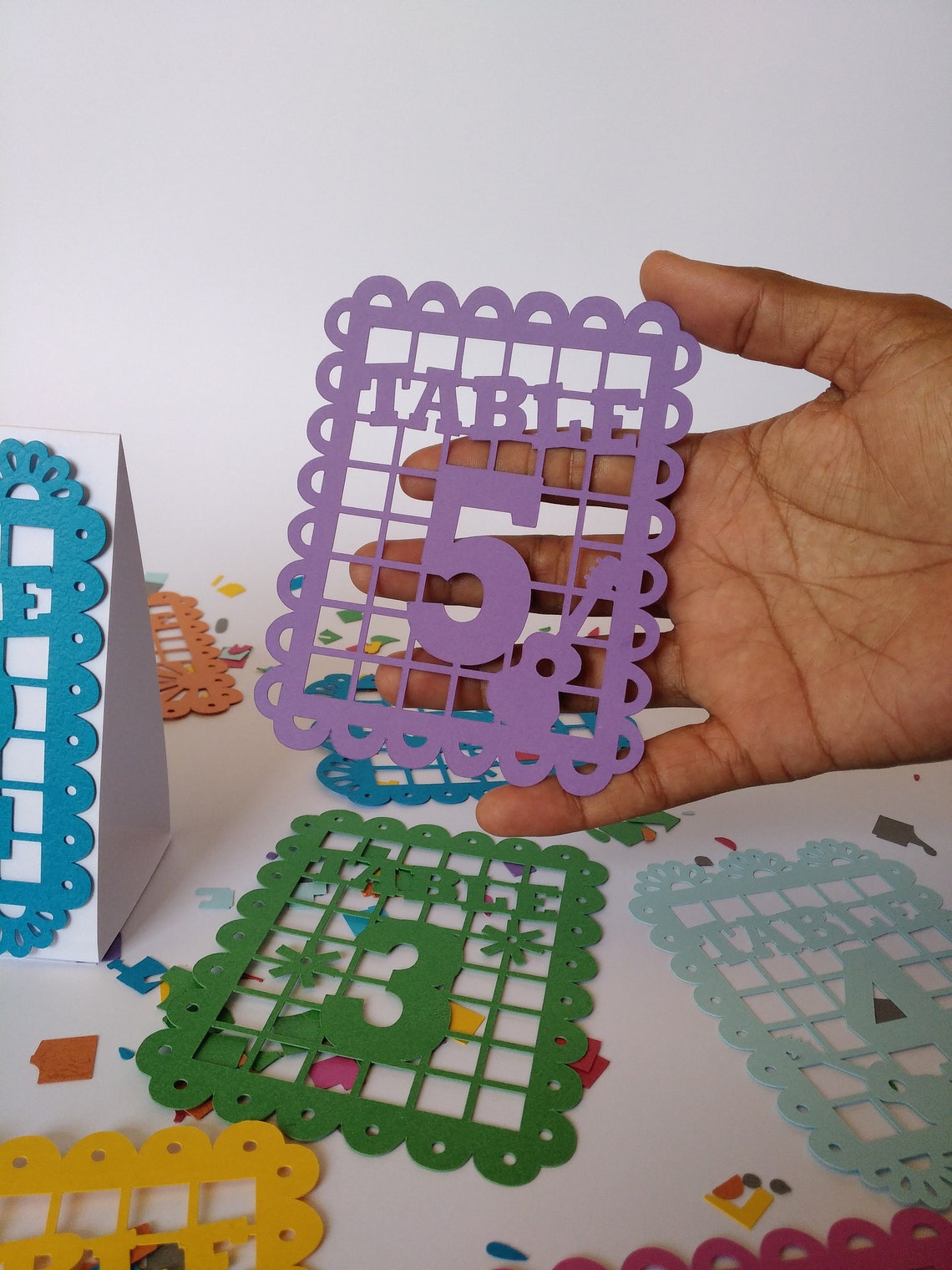 12 Table Numbers Papel Picado SVG Templates. Confetti Themed | Etsy