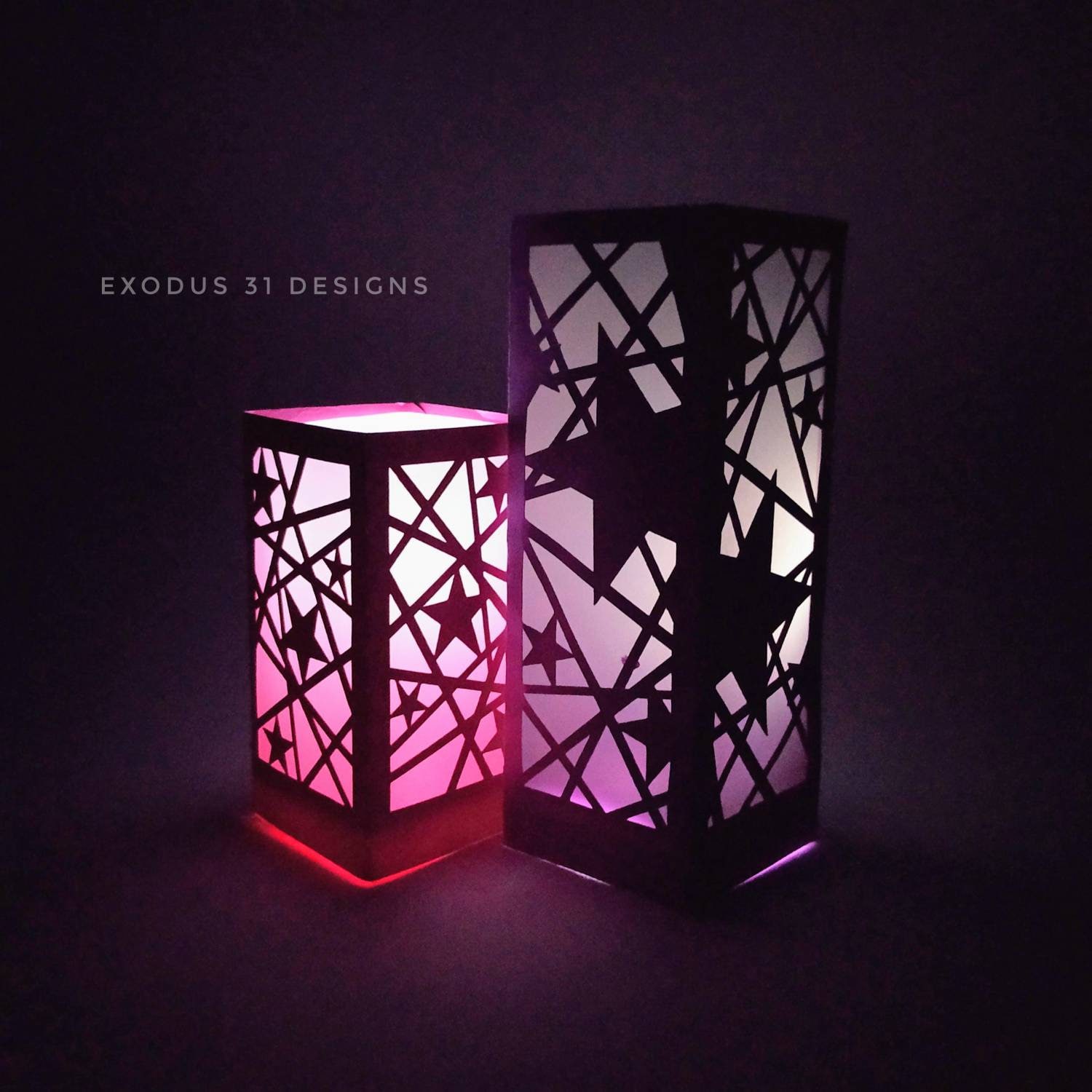 Set 2 SVG Files Lantern Templates Cricut Star Theme Lantern