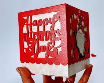 SVG Valentine's Day Cricut favor box diy Gift Box Valentine's Day cards Valentine's Day decor silhouette cameo dxf laser cut templates Gnome
