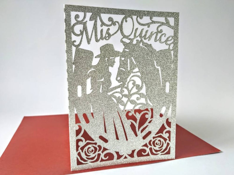 SVG Laser Cut Invitation Template MIS QUINCE Folder Card Cricut Girl Horse Roses Cricut Mexican Quinceanera Charra Card Silhouette Cameo 15 image 10