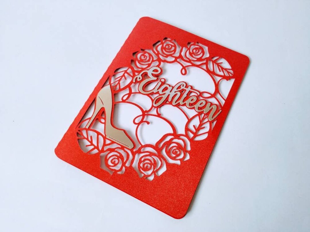 18th Roses Design Laser Cut 18th Birthday Card SVG: Roses & High Heel (digital File) - Etsy