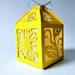 Modèle de boîte tournesols SVG Cricut THANKSGIVING faveur boîte cadeaux tournesols décor été automne automne boîte Silhouette camée fête découpé au Laser
