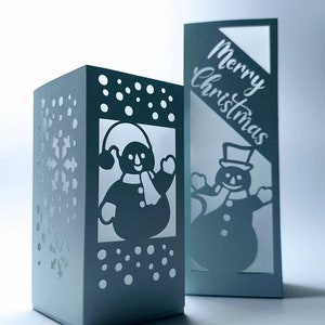 Cricut Christmas SVG Snowman Lantern Centerpiece 3D SVG Template Winter Lantern Snowflakes Winter Silhouete Cameo Christmas Papercrafts svg
