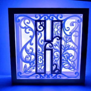Letra H Shadow Box 3D Alfabeto SVG Cortar Archivos Cricut letras caja de luz mandala en capas Silueta Cameo Corte Láser Brother Scan Cut Cricut SVG