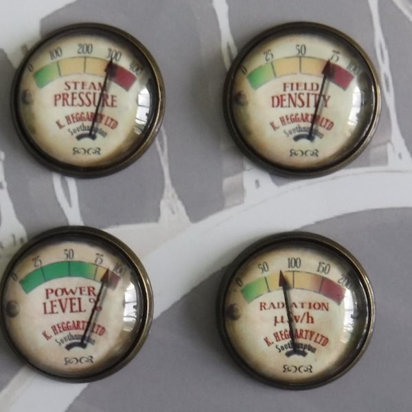 4x Mini Gauge, 3 sizes, Miniature Steampunk Gauge, Imitation Gauge Accessory (For Steampunk, Cosplay & Modelling projects), Vintage Style