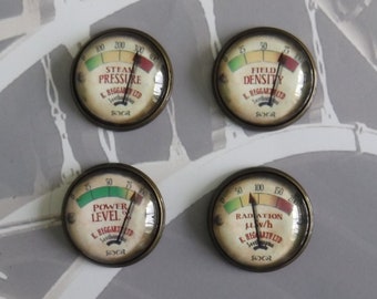 4x Mini Gauge, 3 sizes, Miniature Steampunk Gauge, Imitation Gauge Accessory (For Steampunk, Cosplay & Modelling projects), Vintage Style