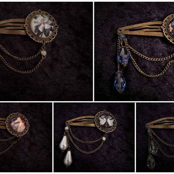 Hair Grips, (Pair), Victorian/ Steampunk hair grips/ hair clips/ hair  pins/ bobby pins/ hair accessory, various colours/ designs