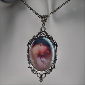 Pre-Raphaelite 30x40mm Cameo Necklace & Earrings featuring John William Waterhouse's 'Violets Sweet Violets', Victorian Steampunk image 5