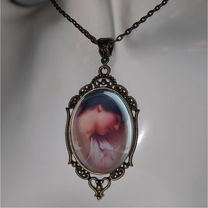 Pre-Raphaelite 30x40mm Cameo Necklace & Earrings featuring John William Waterhouse's 'Violets Sweet Violets', Victorian Steampunk image 4