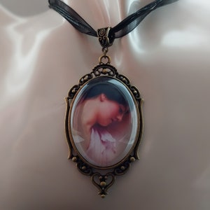 Pre-Raphaelite 30x40mm Cameo Necklace & Earrings featuring John William Waterhouse's 'Violets Sweet Violets', Victorian Steampunk image 2