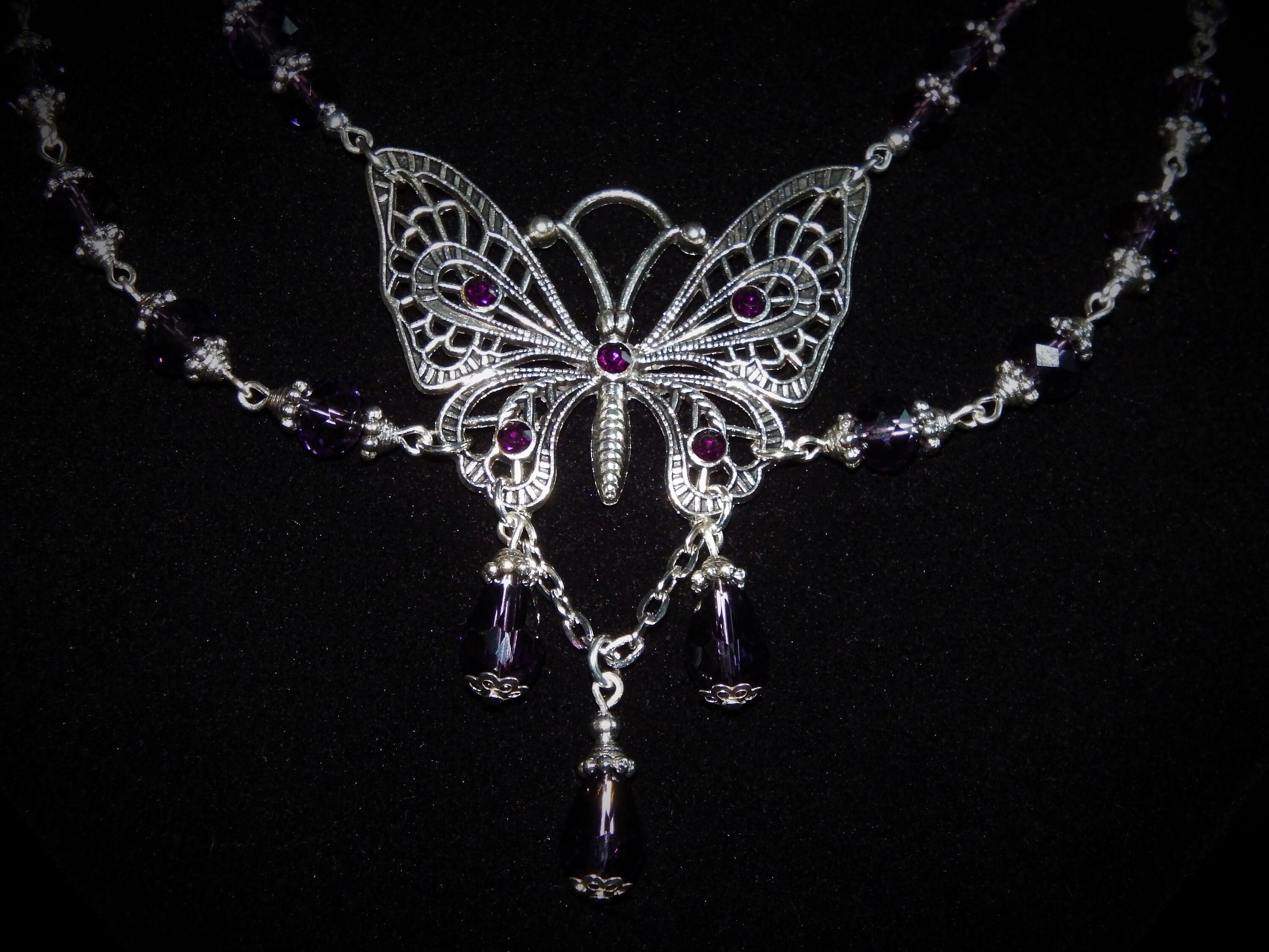 Purple Butterfly Necklace Earrings Necklace Set Bronze or Etsy