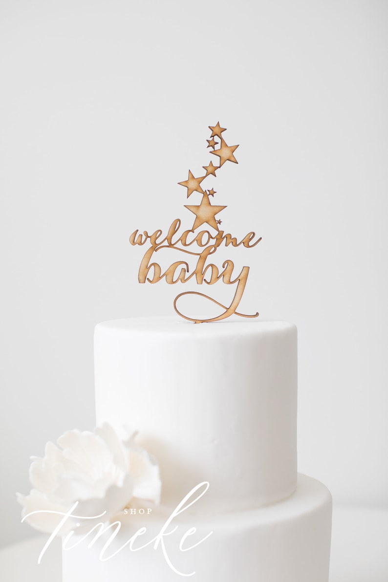 Cake Topper Welcome Baby with stars