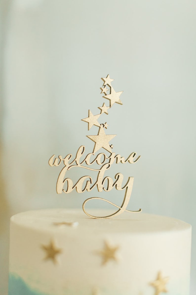 Cake Topper Welcome Baby with stars