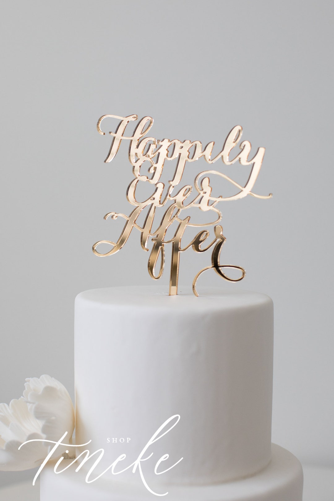 Happily Ever After Gold Glitter Cake Topper - Wedding Anniversary Party Decor - View #11