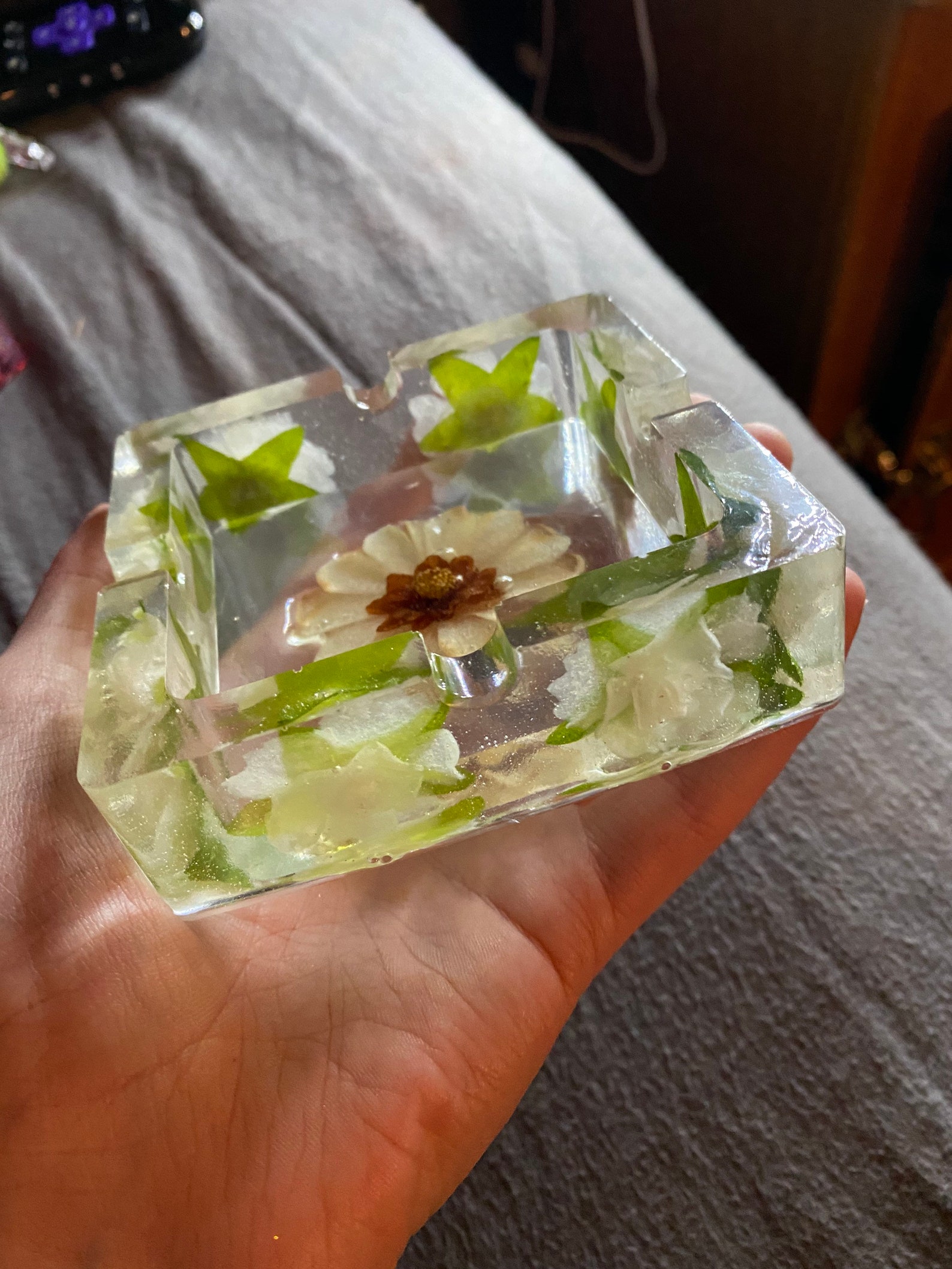 Glitter Resin Ashtray// Resin Ashtray // Flower Ashtray Etsy