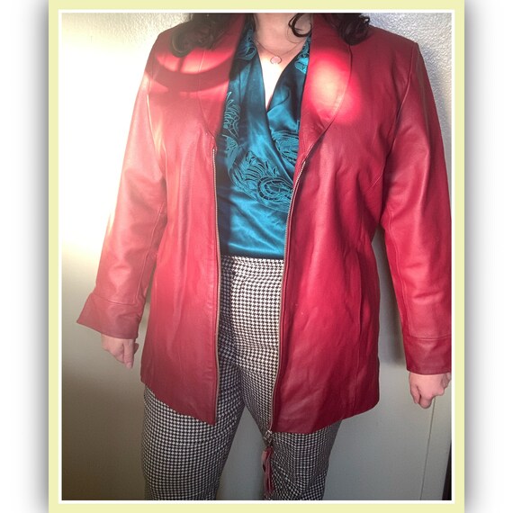 90’s Brick Red Leather Jacket Suzanne Somers Colle