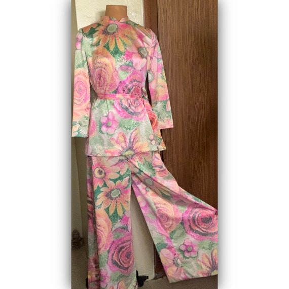 60’s psychedelic 2piece Palazzo floral print Size