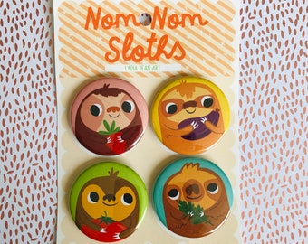 Super Cute Sloth Magnet or Sloth Pin Set/ Sloths/ Sloth Gift/ Sloth party favor