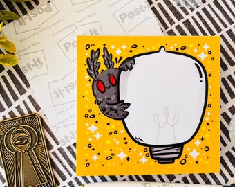 Mothman Sticky Notes: Cryptid Art Kladblok - 3 x 3", origineel kunstwerk van Lydia Jean Art