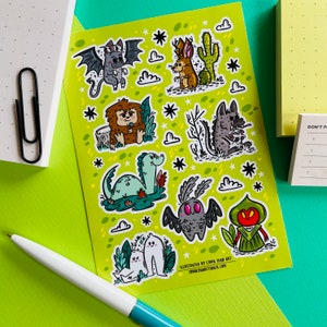 Cute Cryptids Sticker Sheet for Planners or Mailing Letters