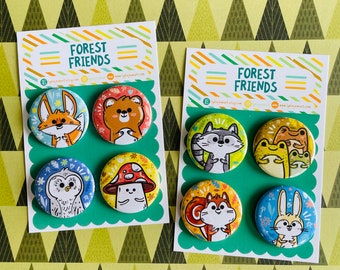 Forest Friends Buttons or Magnets | Woodland Nursery Decor