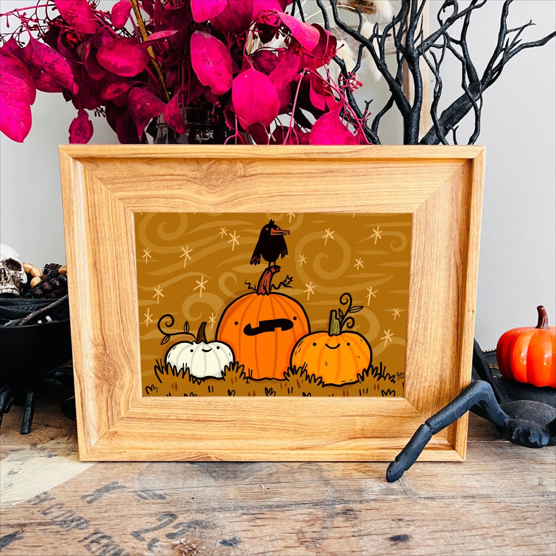 Spooky Cute Pumpkin Patch Art Print | Halloween Wall Decor - Etsy