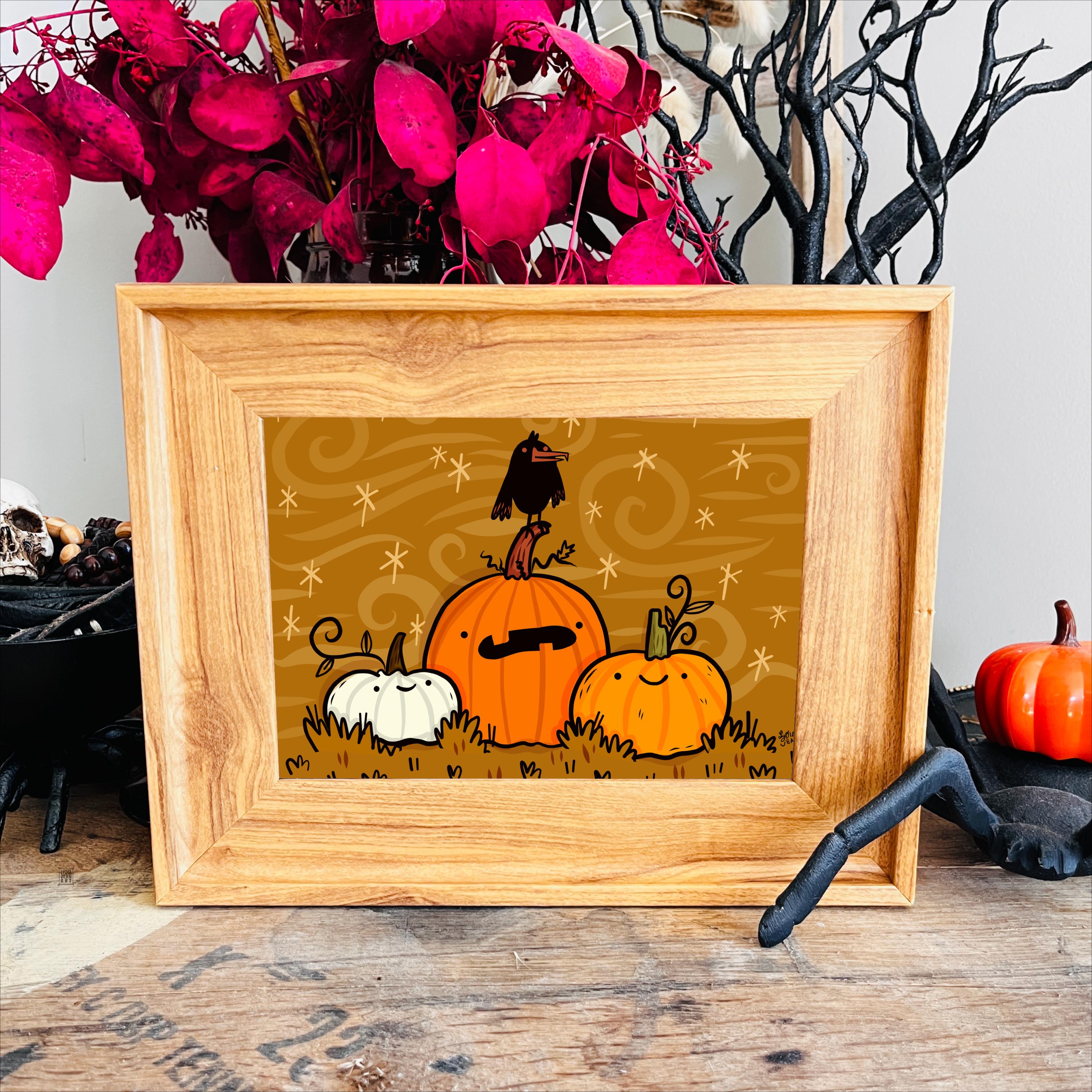 Spooky Cute Pumpkin Patch Art Print | Halloween Wall Decor - Etsy