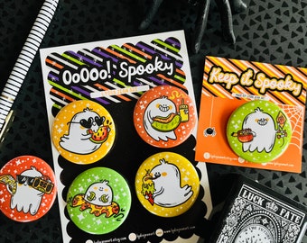 Hot Ghoul Summer Magnet or Pin Set | Summerween Buttons | Summerween Magnet | Summerween Pin Back Button | Original Art by Lydia Jean Art