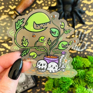 Venus flytrap vinyl sticker | Plant Sticker | Laptop sticker | Transparent Sticker | Sticker for Plant Lovers | Halloween Sticker