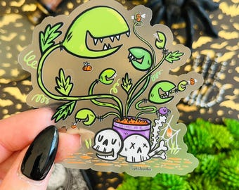 Venus flytrap vinyl sticker | Plant Sticker | Laptop sticker | Transparent Sticker | Sticker for Plant Lovers | Halloween Sticker