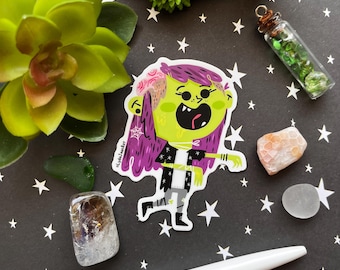 Naklejka winylowa z dziewczyną zombie | Halloweenowa sztuka na laptopa