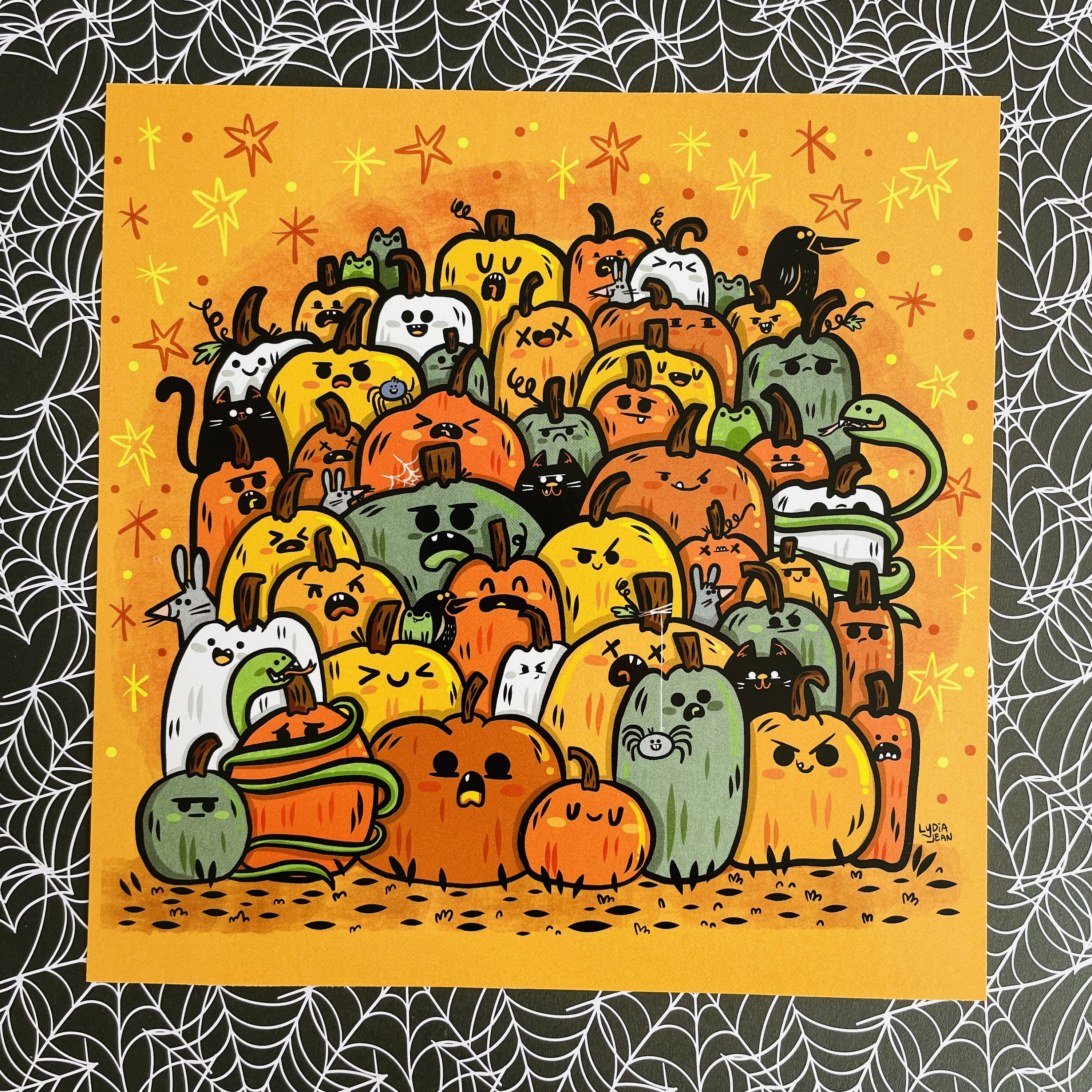 Pumpkin Pile Pumpkin Patch Art Print | Halloween Art | Spooky Cute Art ...