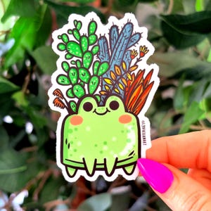 Frog Planter Sticker | Succulent Garden Art Decal