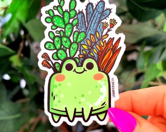 Frog Planter Sticker | Succulent Garden Art Decal - Etsy