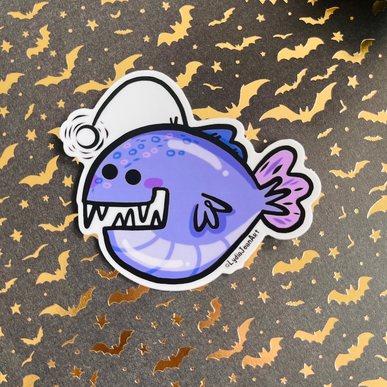 Angler Fish Sticker | Vinyl Sticker | Halloween Sticker | Halloween Art ...